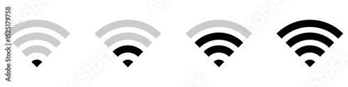 Signal strength icon vector set. Network signal illustration sign collection. Wifi signal symbol. Signal web icons. Wi fi symbols for web and mobile app.