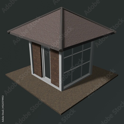 3D illustration of security booth