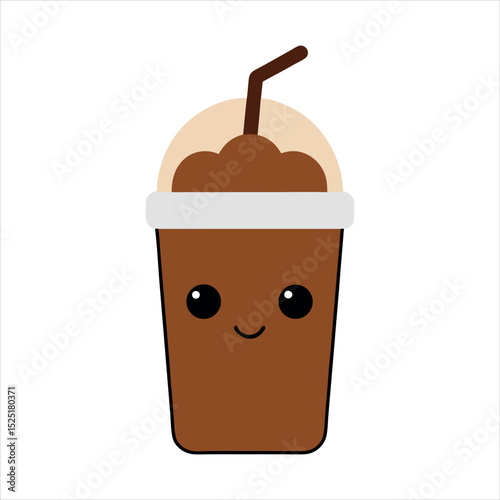 Adorable Cartoon Iced Coffee Cup Illustration cute cartoon drawing iced