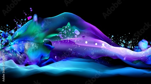 Wallpaper Mural Abstract fluid colorful splash on black Torontodigital.ca