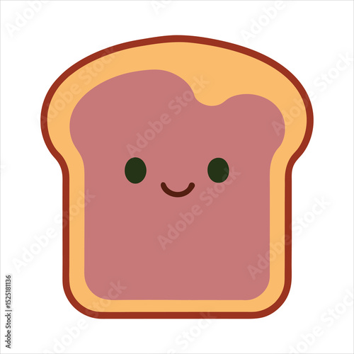 Cute Cartoon Slice of Bread with a Happy Face simple