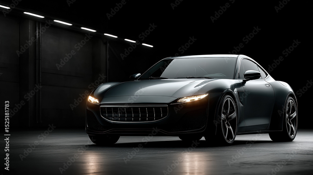 Fototapeta premium Luxury Sports Car in Studio Lighting with Dark Background
