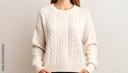 Cream Cable Knit Sweater.