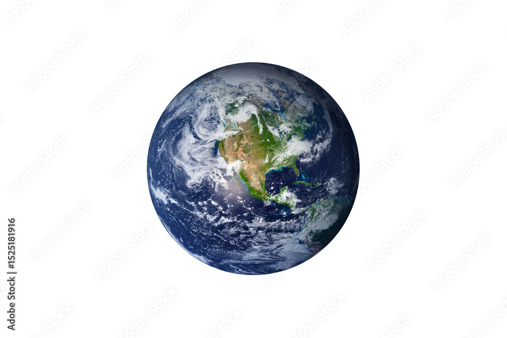 Fototapeta premium Planet Earth on transparent background, cut out. This image elements furnished by NASA.