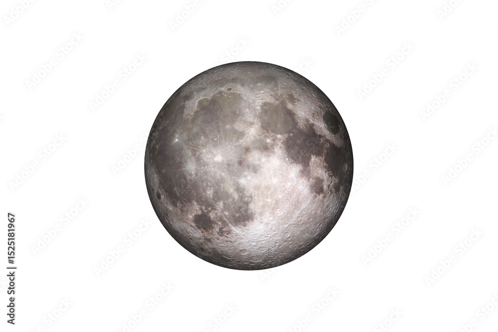 Fototapeta premium Earths Moon on transparent background, cut out. This image elements furnished by NASA.