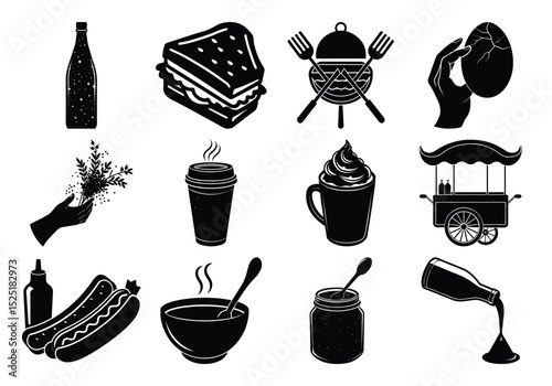 Food Icons A Collection of Delicious Restaurant and Cafe Vector Graphics