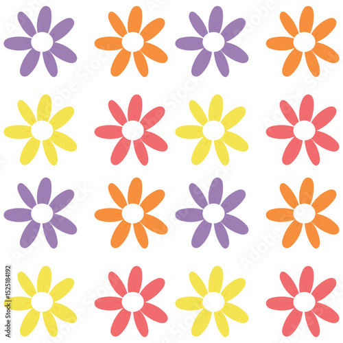 Seamless pattern cartoon flowers and leaves. cute botanical wallpaper and pattern for gift wrap paper