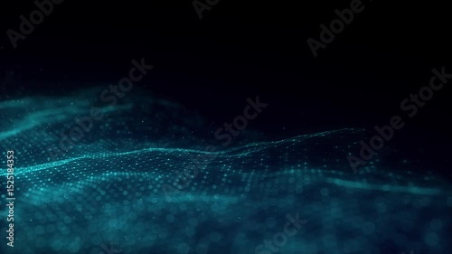 Color abstract wave background with dots and lines moving in space. Technology illustration. Futuristic modern dynamic wave. 3d rendering.