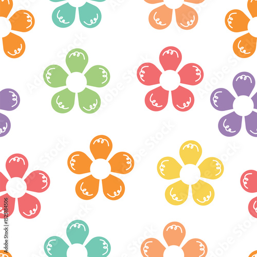 Seamless pattern cartoon flowers and leaves. cute botanical wallpaper and pattern for gift wrap paper