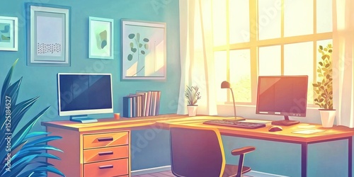 Fashionable home office corner setup