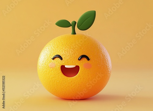 Happy Orange Cartoon Character