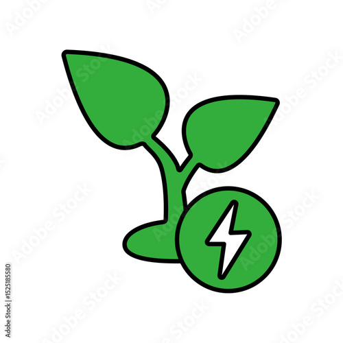 Icon a green energy, isolated against a clean background.
