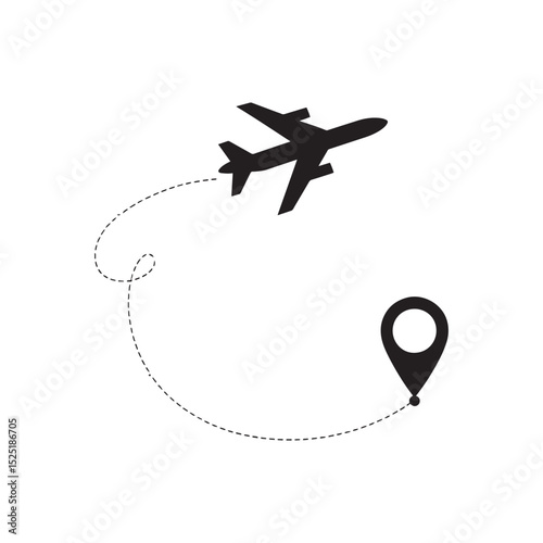 Airplane flight path icon isolated on white background. airplane vactor