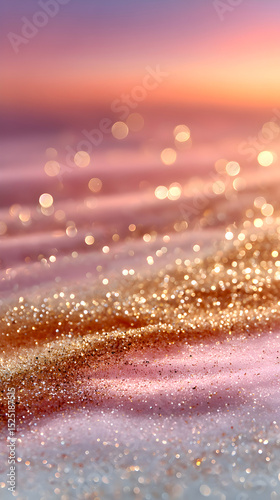 Abstract glittery background with shimmering particles and soft gradient colors, creating a dreamy atmosphere for artistic and creative projects. Selective focus