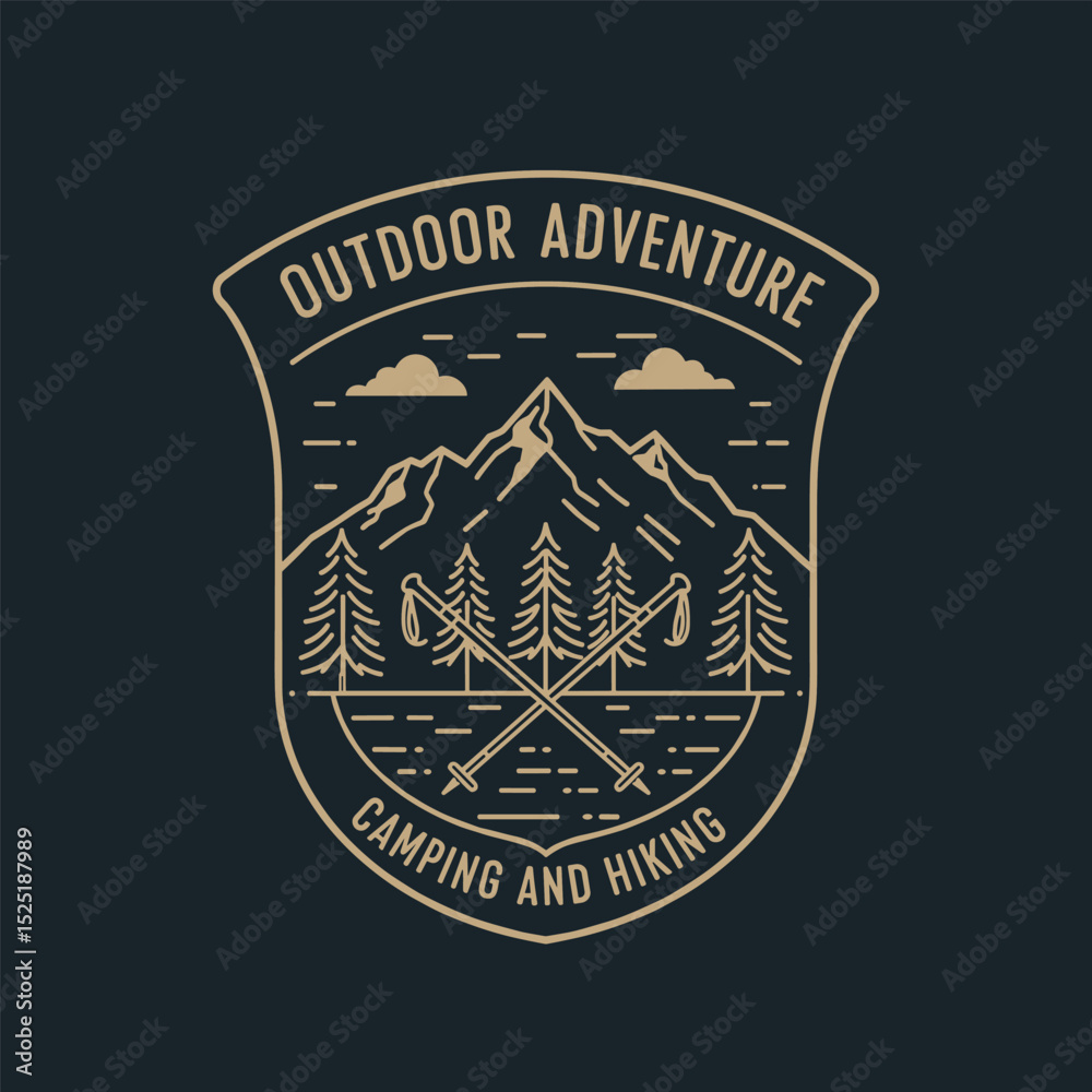 Hiking club badge logo vector Hiking club badge logo vector