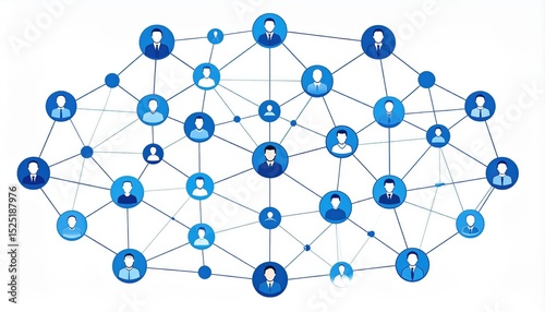 Abstract Network Of Connected Blue Icons