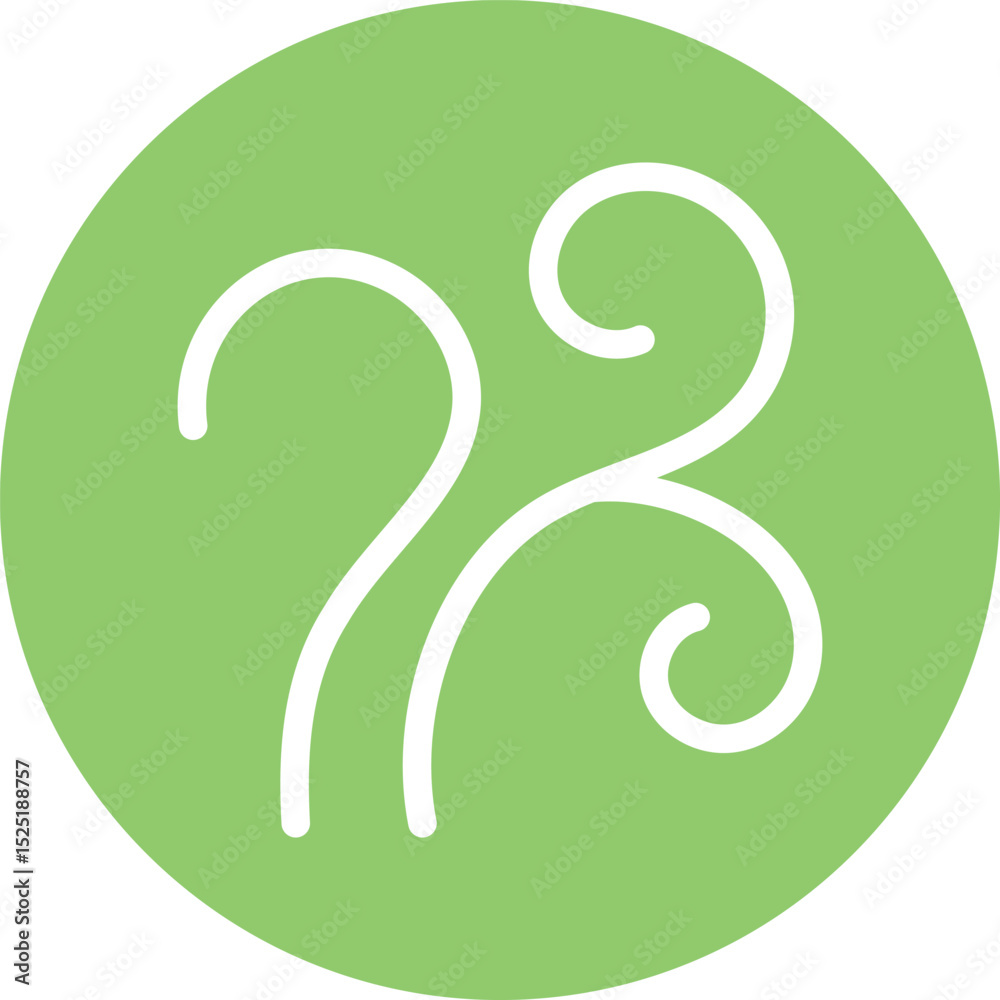 Fototapeta premium Green Circle with Abstract Curved Ornament