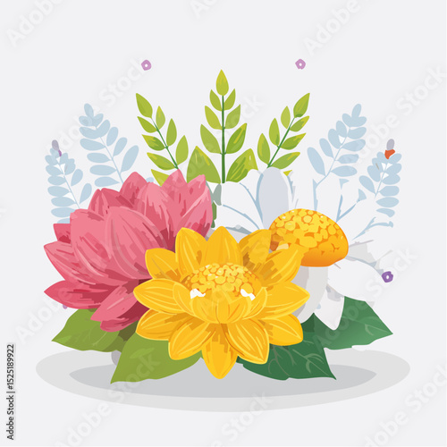仏花アレンジセットの背景透過ベクター素材