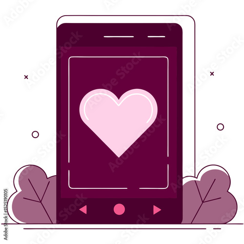 A smartphone displaying a heart emoji, symbolizing love and emotions.