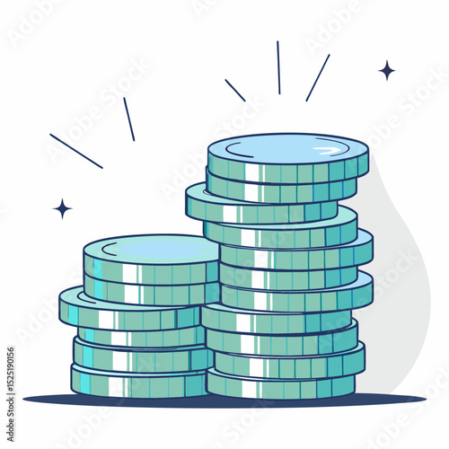 An illustration of various currency notes stacked together in a tower-like arrangement, symbolizing wealth and financial success.