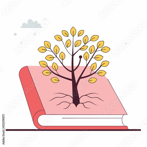 Book with a small sprouting tree inside, symbolizing education or knowledge growth.