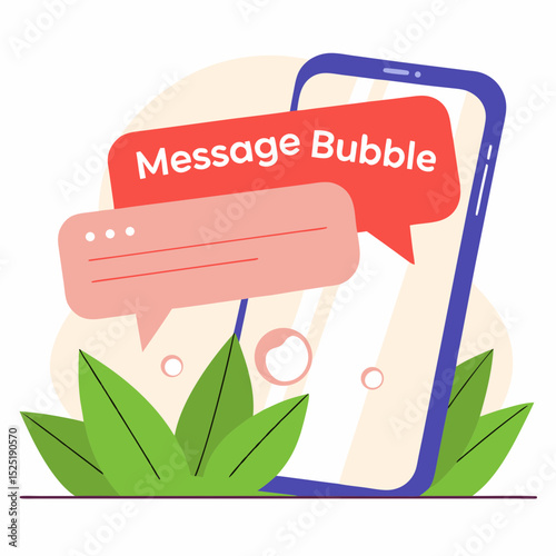 Mobile device with colorful bubbles, symbolizing instant communication. Modern and convenient.