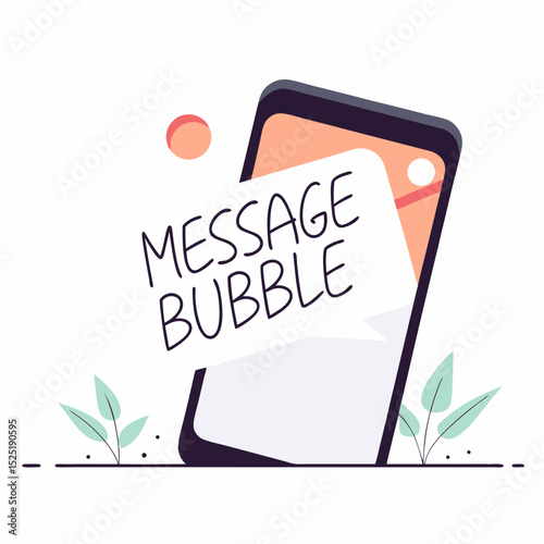 Smartphone with messaging icon and handwritten note graphic, symbolizing digital communication.