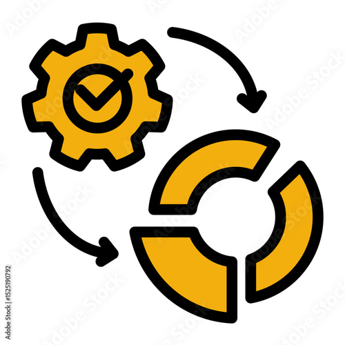 Work Efficiency Icon - Glyph Color Lineal Style for Data Integration & Productivity.