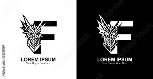 The logo design is in the form of a dragon head combined with the letter F
