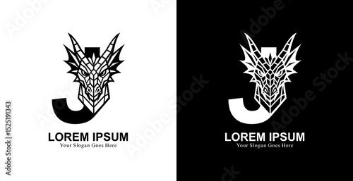 The logo design is in the form of a dragon's head combined with the letter J
