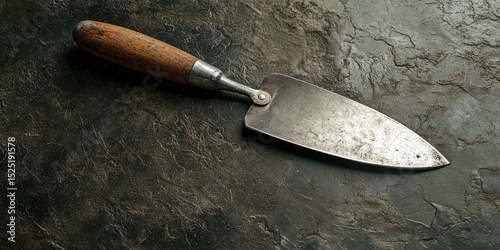 Hand trowel with a metal blade for bricklaying