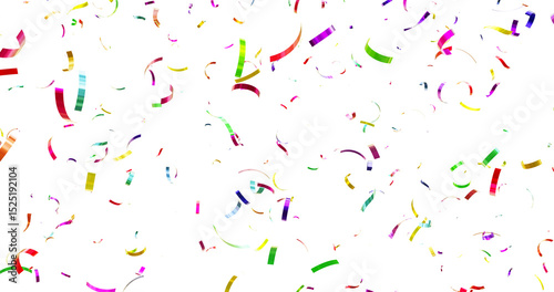 Colorful Confetti against a White Background Tranparent BG Confeti. Confetti partical isolated background. 3d Rendering Transparent Confetti.