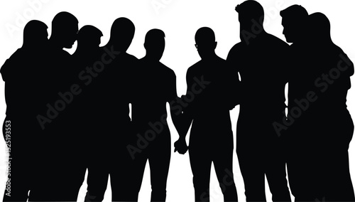 Group Unity Silhouette - Connected Friendship Pose