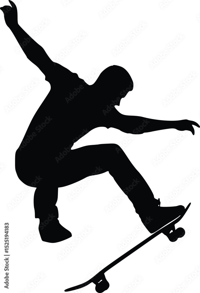 Skateboarder Jump Silhouette - Fearless Aerial Action