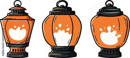 World Breastfeeding Week Clipart Lanterns - Vector Silhouette Graphics