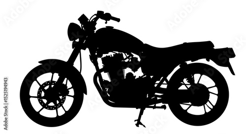Classic motorcycle silhouette in black on white background  
