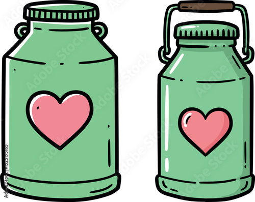 World Breastfeeding Week Vector – Heart Design Milk Bottles Clipart Illustration