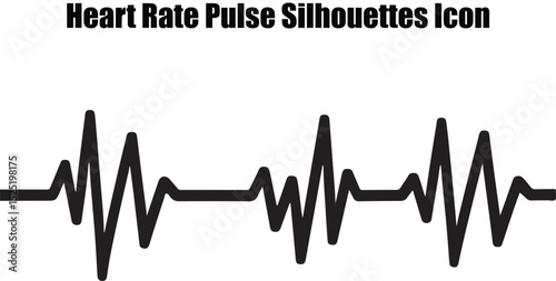 This image showcases a simple yet striking black silhouette of a heartbeat EKG line, characterized by its bold, minimalist style.