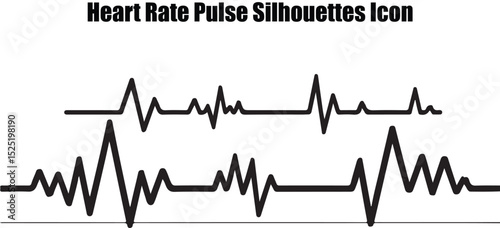 This image showcases a minimalist, bold black silhouette of two irregular waveforms, reminiscent of a heartbeat, against a white background. The distinctive feature is its simple, graphic silhouette s