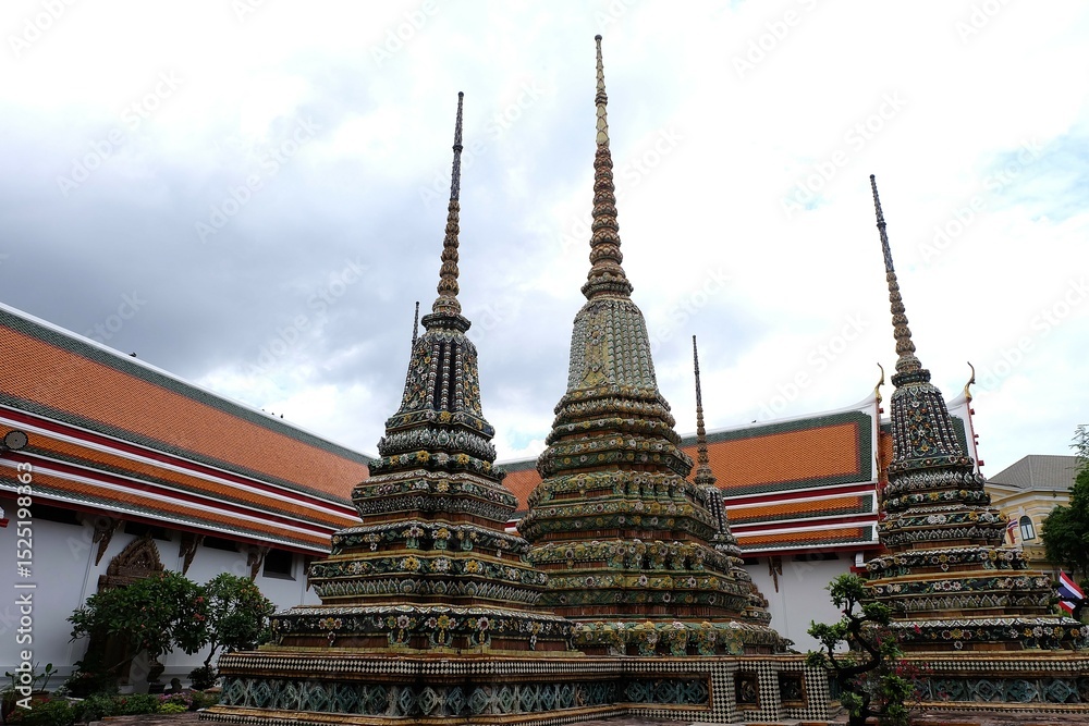 Fototapeta premium Wat Pho or Pho temple, an ancient temple, Buddha, Wat Phra Chetuphon Wimon Mangkhalaram, Buddhism, religion, architecture, exterior, Bangkok, Thailand, Thailand Destination