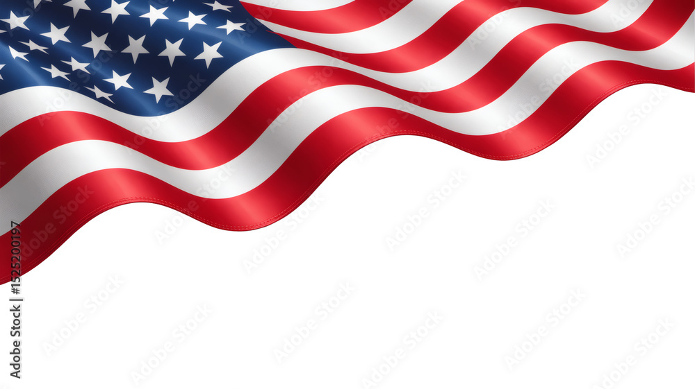 Fototapeta premium A pristine, high-resolution image showcasing the flowing stars and stripes of the American flag, symbolizing national pride and unity with ample copy space