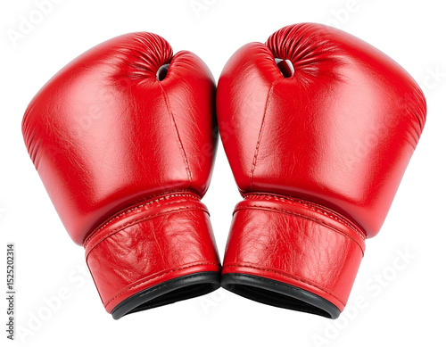 Red boxing gloves isolated on transparent background photo