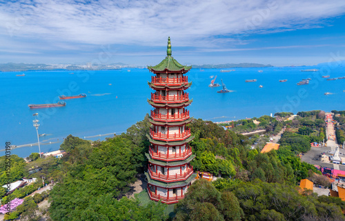 Aerial view of Nansha Tianhou Temple in Guangzhou, China