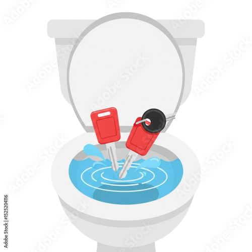 Toilet with keys inside.