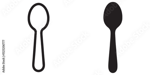 Simple Spoon Icons Outline and Solid Vector Graphics for Design