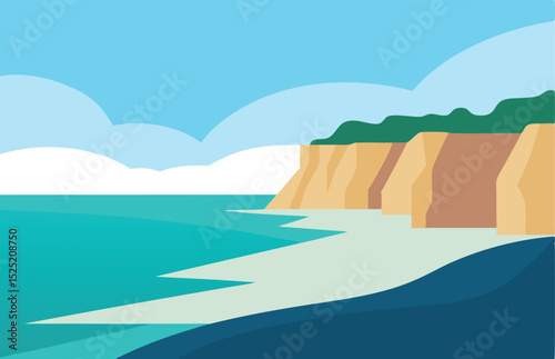 Tropical island landscape: where the blue ocean meets sandy beaches and rugged coastlines under a summer sky, inviting travel and vacation