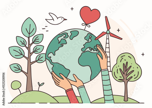 Eco Awareness Vector Set – People, Planet and Sustainability