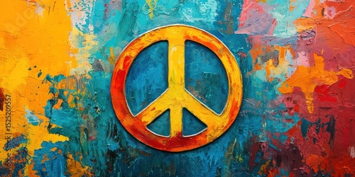 Peace symbol on colorful background