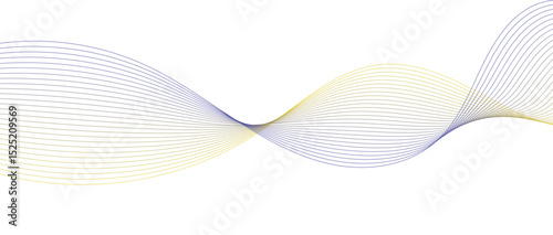 Abstract wave lines in blue yellow gradient on minimalist background. Futuristic and dynamic look, perfect for tech, digital, and modern design projects.