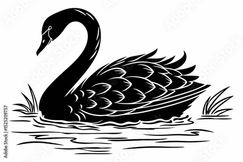 swan silhoette black vector